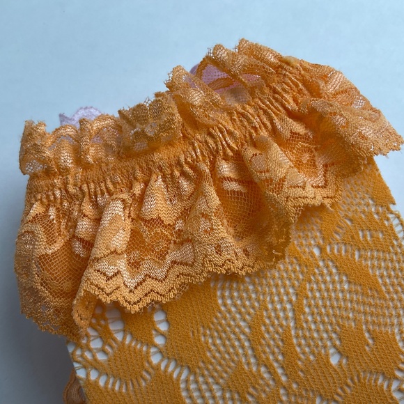 Anthropologie Hosiery Set of Two Ruffle Lace Socks 2 Pairs Orange & Pink… - Picture 6 of 11